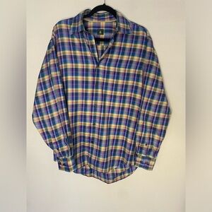 Robert Talbott men’s large long-sleeved button shirt. Purple check. size Medium